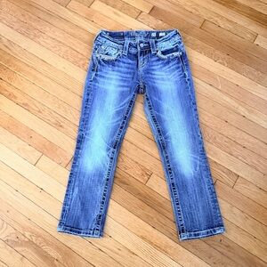 Miss Me Crop Jeans Size 25 ME8518C3 Rhinestone Flap Pockets Stretch